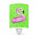 Flamingo Floaty Green Polkadot Ceramic Night Light Compact, UL-Certified, Ideal for Bedroom, Bathroom, Nursery, Hallway, Kitchen, 6x4x3, Multicolor