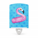 Flamingo Floaty Blue Polkadot Ceramic Night Light Compact, UL-Certified, Ideal for Bedroom, Bathroom, Nursery, Hallway, Kitchen, 6x4x3, Multicolor