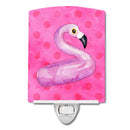Flamingo Floaty Pink Polkadot Ceramic Night Light Compact, UL-Certified, Ideal for Bedroom, Bathroom, Nursery, Hallway, Kitchen, 6x4x3, Multicolor