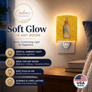 Message in a Bottle Yellow Polkadot Ceramic Night Light Compact, UL-Certified, Ideal for Bedroom, Bathroom, Nursery, Hallway, Kitchen, 6x4x3, Multicolor