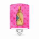 Message in a Bottle Pink Polkadot Ceramic Night Light Compact, UL-Certified, Ideal for Bedroom, Bathroom, Nursery, Hallway, Kitchen, 6x4x3, Multicolor