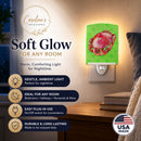 Crab Green Polkadot Ceramic Night Light Compact, UL-Certified, Ideal for Bedroom, Bathroom, Nursery, Hallway, Kitchen, 6x4x3, Multicolor