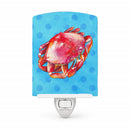 Crab Blue Polkadot Ceramic Night Light Compact, UL-Certified, Ideal for Bedroom, Bathroom, Nursery, Hallway, Kitchen, 6x4x3, Multicolor