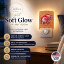 Crab Orange Polkadot Ceramic Night Light Compact, UL-Certified, Ideal for Bedroom, Bathroom, Nursery, Hallway, Kitchen, 6x4x3, Multicolor