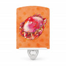 Crab Orange Polkadot Ceramic Night Light Compact, UL-Certified, Ideal for Bedroom, Bathroom, Nursery, Hallway, Kitchen, 6x4x3, Multicolor