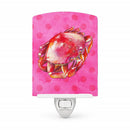 Crab Pink Polkadot Ceramic Night Light Compact, UL-Certified, Ideal for Bedroom, Bathroom, Nursery, Hallway, Kitchen, 6x4x3, Multicolor