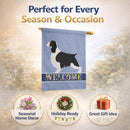 English Springer Spaniel Welcome House Flag 28x40 Porch Sleeve Pole Decorative Outside Yard Banner Artwork Wall Hanging, Polyester