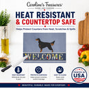 Gordon Setter Welcome Cutting Board Tempered Glass Kitchen Cutting Surface, Heat Resistant Chopping, Non-Slip Feet, Food Prep & Serving