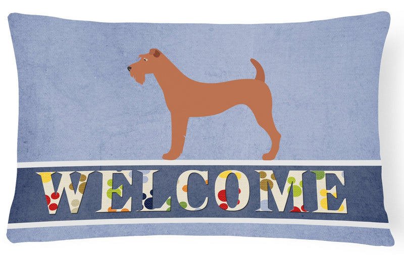 Irish Terrier Welcome Canvas Fabric Decorative Pillow BB8276PW1216