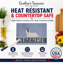 Skye Terrier Welcome Cutting Board Tempered Glass Kitchen Cutting Surface, Heat Resistant Chopping, Non-Slip Feet, Food Prep & Serving