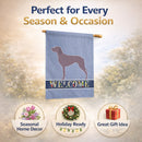Weimaraner Welcome House Flag 28x40 Porch Sleeve Pole Decorative Outside Yard Banner Artwork Wall Hanging, Polyester