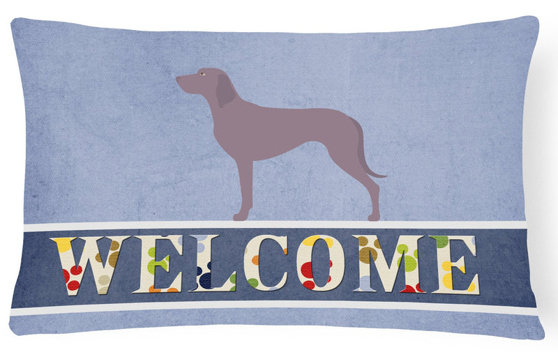 Weimaraner Welcome Canvas Fabric Decorative Pillow BB8280PW1216