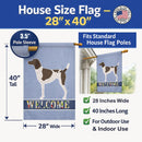 German Shorthaired Pointer Welcome House Flag 28x40 Porch Sleeve Pole Decorative Outside Yard Banner Artwork Wall Hanging, Polyester