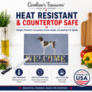 German Shorthaired Pointer Welcome Cutting Board Tempered Glass Kitchen Cutting Surface, Heat Resistant Chopping, Non-Slip Feet, Food Prep & Serving