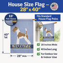 Wire Fox Terrier Welcome House Flag 28x40 Porch Sleeve Pole Decorative Outside Yard Banner Artwork Wall Hanging, Polyester