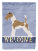 Wire Fox Terrier Welcome House Flag 28x40 Porch Sleeve Pole Decorative Outside Yard Banner Artwork Wall Hanging, Polyester