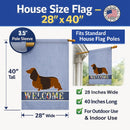 Longhaired Dachshund Welcome House Flag 28x40 Porch Sleeve Pole Decorative Outside Yard Banner Artwork Wall Hanging, Polyester