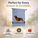 Longhaired Dachshund Welcome House Flag 28x40 Porch Sleeve Pole Decorative Outside Yard Banner Artwork Wall Hanging, Polyester
