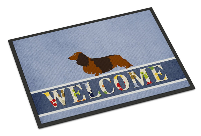 Longhaired Dachshund Welcome Indoor or Outdoor Mat 24x36 BB8287JMAT