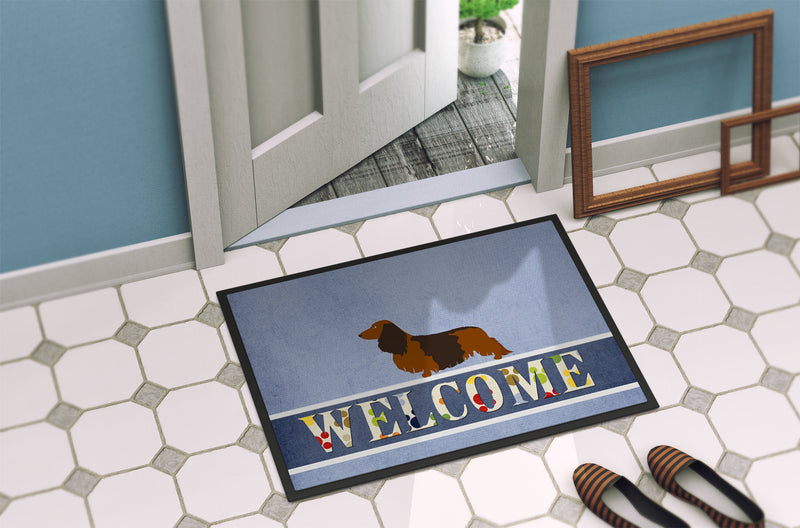 Longhaired Dachshund Welcome Indoor or Outdoor Mat 18x27 BB8287MAT