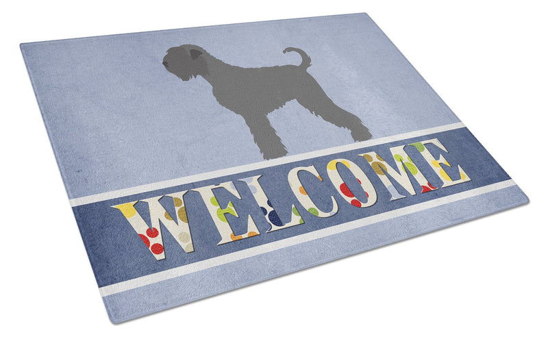 Black Russian Terrier Welcome Glass Cutting Boards – Durable, Decorative Kitchen Art Large BB8293LCB