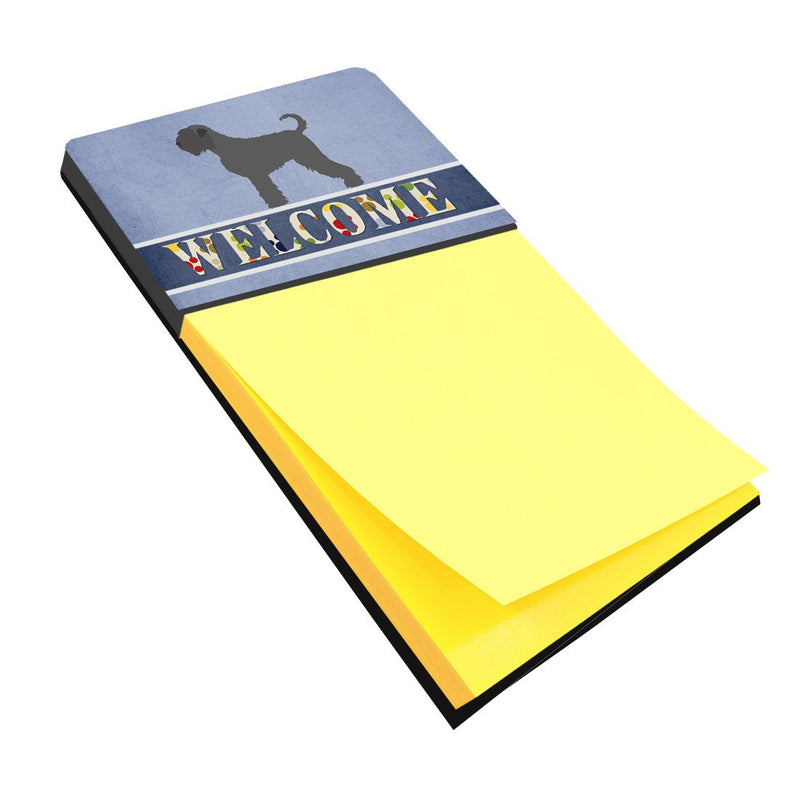 Black Russian Terrier Welcome Sticky Note Holder BB8293SN- Refiilable Desk Accessory Note Pad
