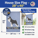 Miniature Schnauzer Welcome House Flag 28x40 Porch Sleeve Pole Decorative Outside Yard Banner Artwork Wall Hanging, Polyester