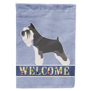 Miniature Schnauzer Welcome House Flag 28x40 Porch Sleeve Pole Decorative Outside Yard Banner Artwork Wall Hanging, Polyester