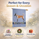 Belgian Malinois Welcome House Flag 28x40 Porch Sleeve Pole Decorative Outside Yard Banner Artwork Wall Hanging, Polyester