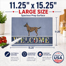 Dutch Shepherd Welcome Cutting Board Tempered Glass Kitchen Cutting Surface, Heat Resistant Chopping, Non-Slip Feet, Food Prep & Serving