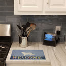 Kuvasz Welcome Cutting Board Tempered Glass Kitchen Cutting Surface, Heat Resistant Chopping, Non-Slip Feet, Food Prep & Serving