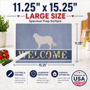 Kuvasz Welcome Cutting Board Tempered Glass Kitchen Cutting Surface, Heat Resistant Chopping, Non-Slip Feet, Food Prep & Serving