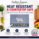 Kuvasz Welcome Cutting Board Tempered Glass Kitchen Cutting Surface, Heat Resistant Chopping, Non-Slip Feet, Food Prep & Serving