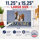 Biewer Terrier Welcome Cutting Board Tempered Glass Kitchen Cutting Surface, Heat Resistant Chopping, Non-Slip Feet, Food Prep & Serving
