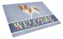 Papillon Welcome Cutting Board Tempered Glass Kitchen Cutting Surface, Heat Resistant Chopping, Non-Slip Feet, Food Prep & Serving