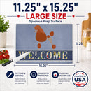 Royal Poodle Welcome Cutting Board Tempered Glass Kitchen Cutting Surface, Heat Resistant Chopping, Non-Slip Feet, Food Prep & Serving