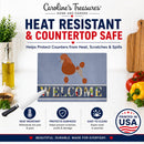 Royal Poodle Welcome Cutting Board Tempered Glass Kitchen Cutting Surface, Heat Resistant Chopping, Non-Slip Feet, Food Prep & Serving