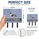 Welsh Corgi Cardigan Welcome Leash or Key Holder Wall Hooks, Coat Rack Wall Mount, for Hanging Keys, Towels, Aprons, Leashes