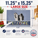 Havanese Welcome Cutting Board Tempered Glass Kitchen Cutting Surface, Heat Resistant Chopping, Non-Slip Feet, Food Prep & Serving