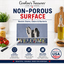 Havanese Welcome Cutting Board Tempered Glass Kitchen Cutting Surface, Heat Resistant Chopping, Non-Slip Feet, Food Prep & Serving