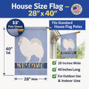 German Spitz Welcome House Flag 28x40 Porch Sleeve Pole Decorative Outside Yard Banner Artwork Wall Hanging, Polyester