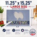 German Spitz Welcome Cutting Board Tempered Glass Kitchen Cutting Surface, Heat Resistant Chopping, Non-Slip Feet, Food Prep & Serving