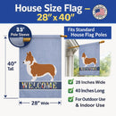 Pembroke Welsh Corgi Welcome House Flag 28x40 Porch Sleeve Pole Decorative Outside Yard Banner Artwork Wall Hanging, Polyester