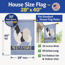 Papillon Welcome House Flag 28x40 Porch Sleeve Pole Decorative Outside Yard Banner Artwork Wall Hanging, Polyester