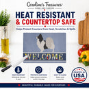 Papillon Welcome Cutting Board Tempered Glass Kitchen Cutting Surface, Heat Resistant Chopping, Non-Slip Feet, Food Prep & Serving