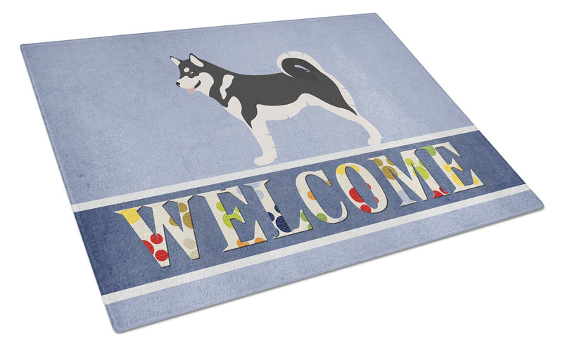 Alaskan Malamute Welcome Glass Cutting Boards – Durable, Decorative Kitchen Art Large BB8324LCB