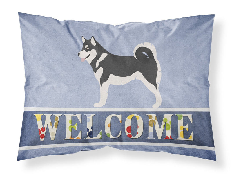 Alaskan Malamute Welcome Fabric Standard Pillowcase – Artistic Decorative Front, White Back BB8324PILLOWCASE