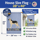 German Shepherd Welcome House Flag 28x40 Porch Sleeve Pole Decorative Outside Yard Banner Artwork Wall Hanging, Polyester