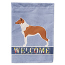 Smooth Collie Welcome House Flag 28x40 Porch Sleeve Pole Decorative Outside Yard Banner Artwork Wall Hanging, Polyester