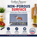 Smooth Collie Welcome Cutting Board Tempered Glass Kitchen Cutting Surface, Heat Resistant Chopping, Non-Slip Feet, Food Prep & Serving